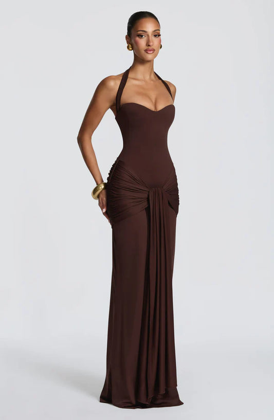 Gia Maxi Dress - Plum Brown