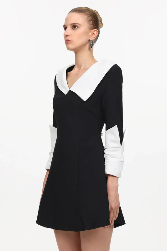 Kyler Elegant Kontrast Dokuma Mini Elbise