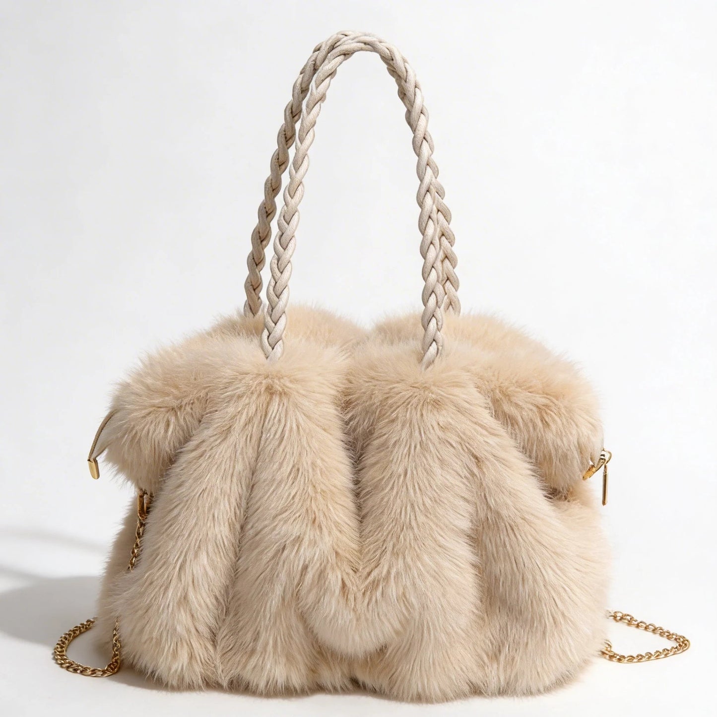 Valentina | Women’S Tote Bag with Soft Plush Finish and Braided Top Handle | Luxe