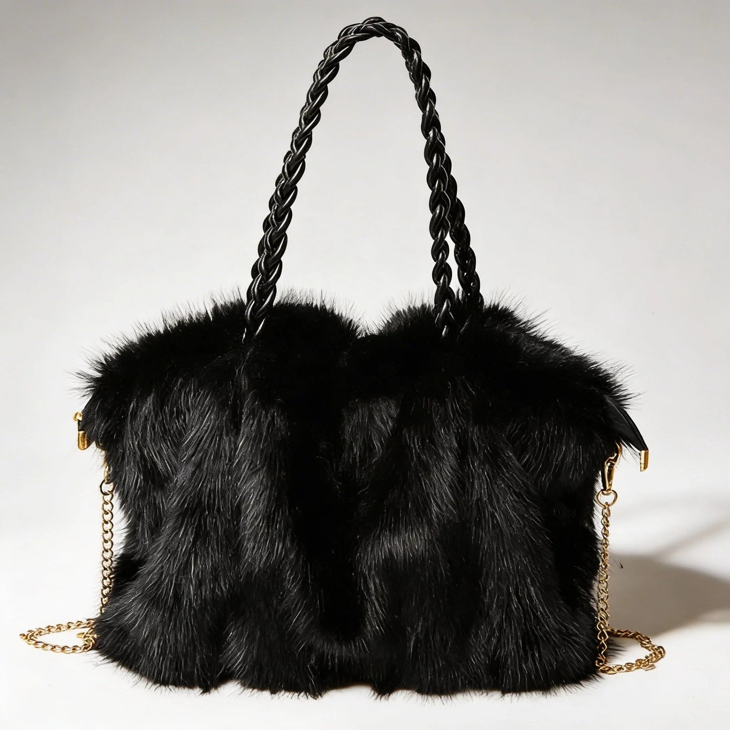 Valentina | Women’S Tote Bag with Soft Plush Finish and Braided Top Handle | Luxe