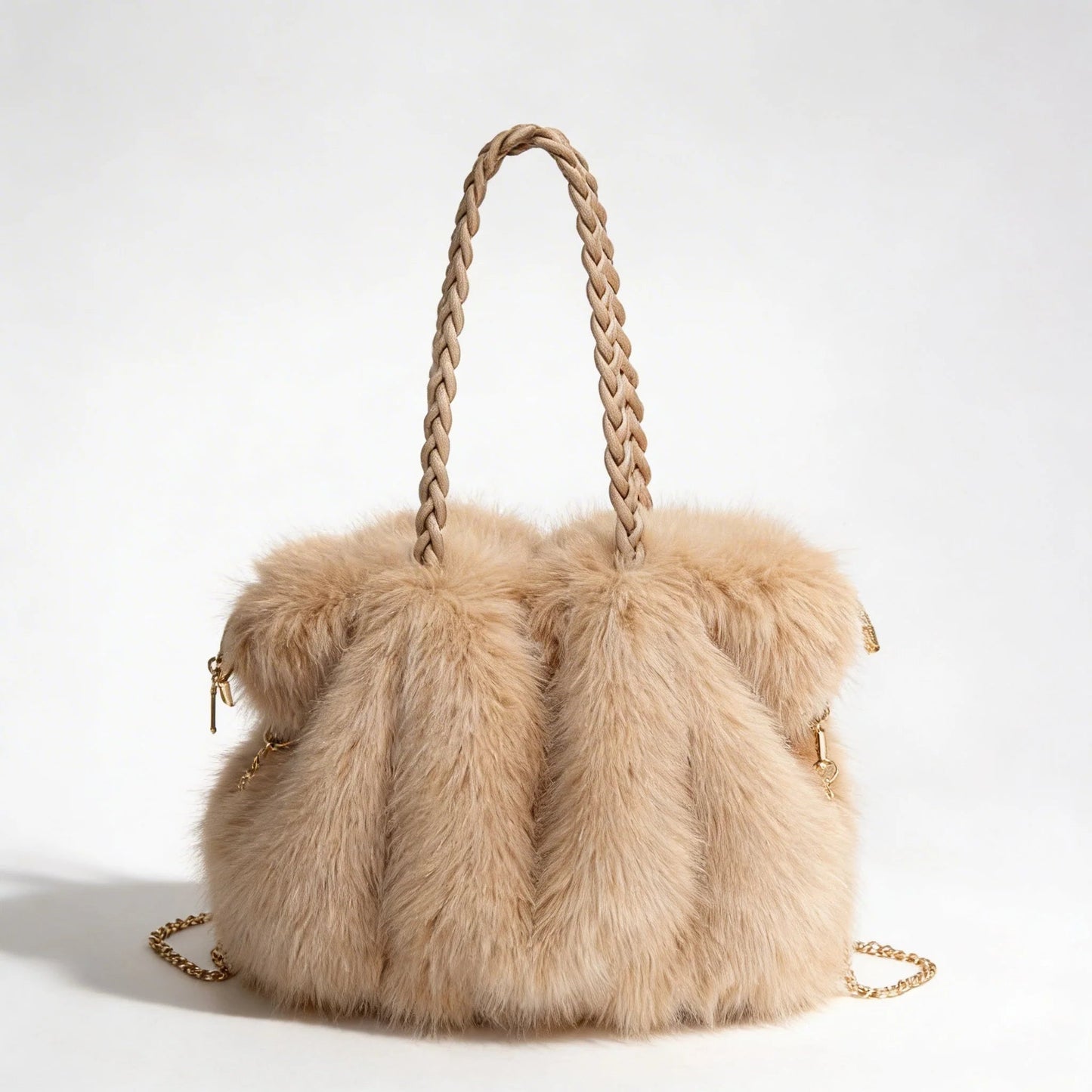 Valentina | Women’S Tote Bag with Soft Plush Finish and Braided Top Handle | Luxe