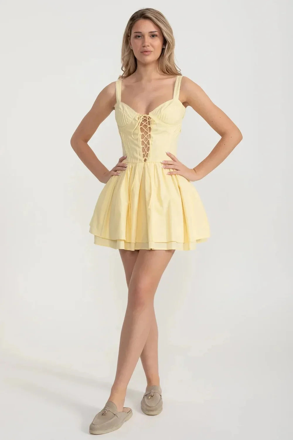 Korse Detaylı Mini Elbise
