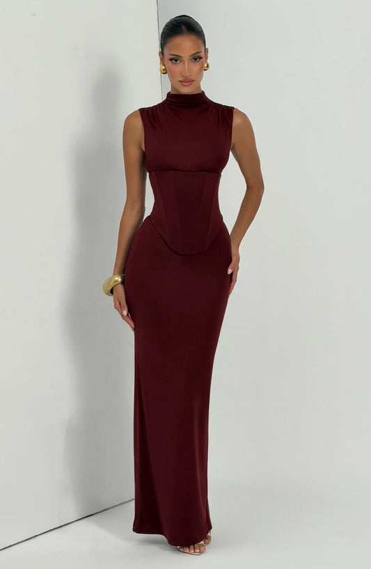 Soline Maxi Dress - Cherry Lacquer