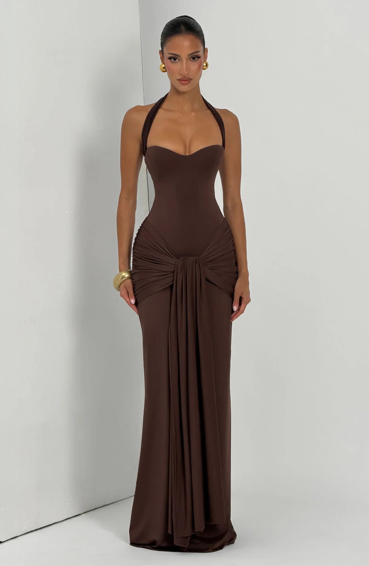 Gia Maxi Dress - Plum Brown
