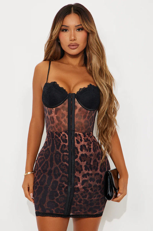 AVANİ LEOPAR File Mini Elbise