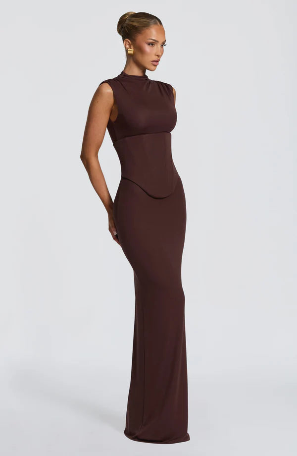 Soline Maxi Dress - Plum Brown