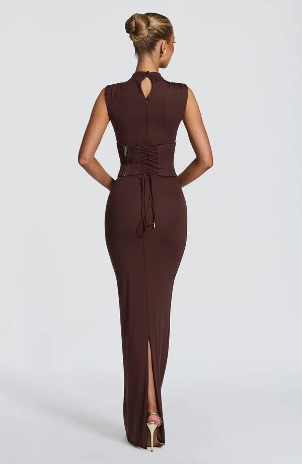 Soline Maxi Dress - Plum Brown