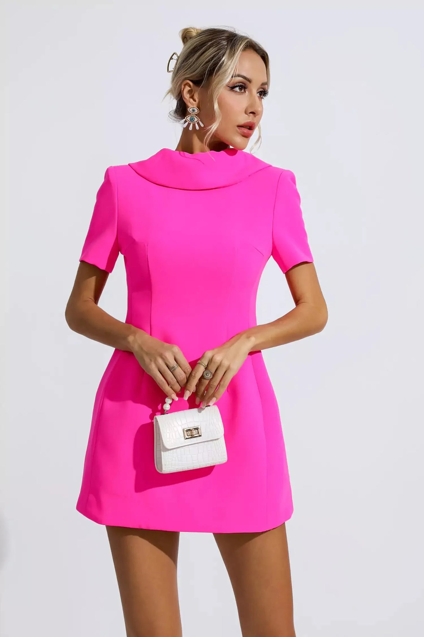 Jacqueline Pembe Fiyonklu Mini Elbise