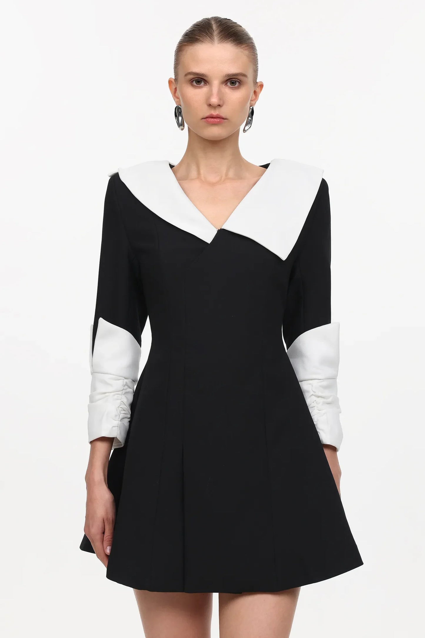 Kyler Elegant Kontrast Dokuma Mini Elbise